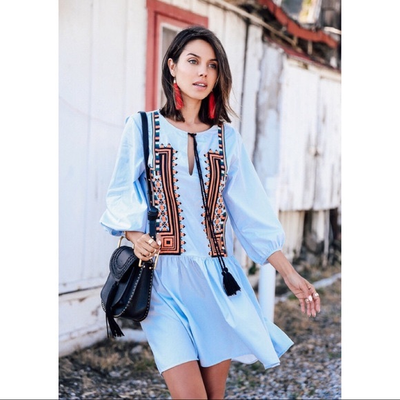 H&M blue Embroidered Dress - Picture 3 of 5